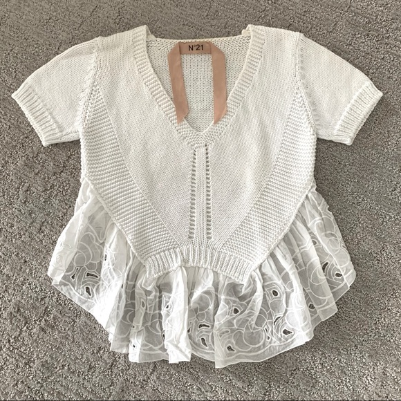 No.21 Ruffled Crop Knit Top - size IT40/US4 - Picture 1 of 3